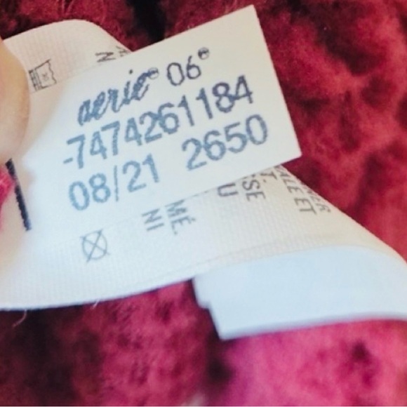 Aerie Maroon Half-Zip Sherpa Women's Sweater/Sweatshirt XS - Picture 7 of 7